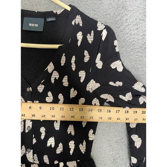 Maeve Anthropolgie banet smocked heart heart long sleeve buttons aline small - Picture 7 of 12